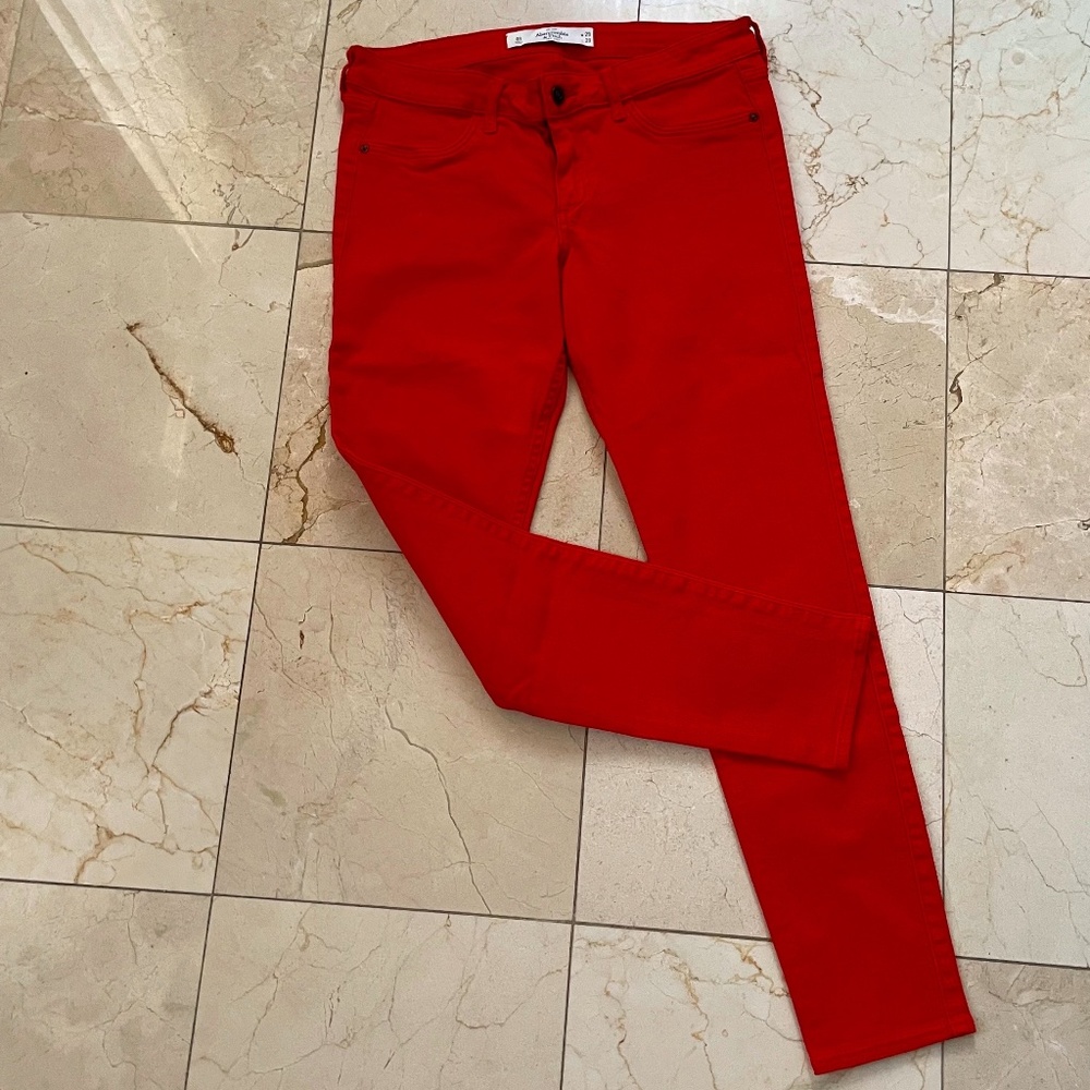 Abercrombie Bright Red Skinny Denim Jeans